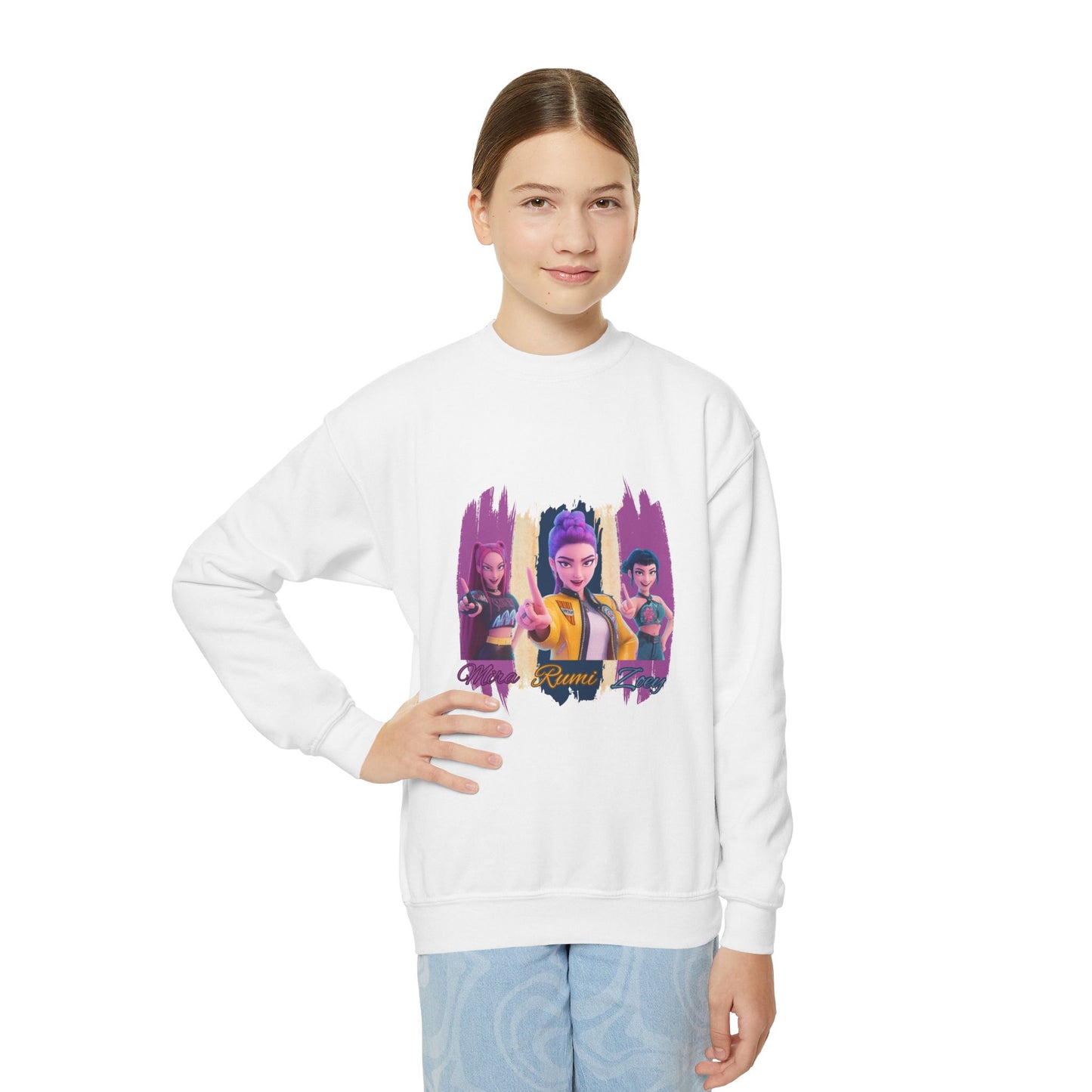 Vibrant Youth Crewneck Sweatshirt with Colorful Designs, Cozy Pullover for Kids, Unisex Sweatshirt, Great for Gifts, Cool Streetwear