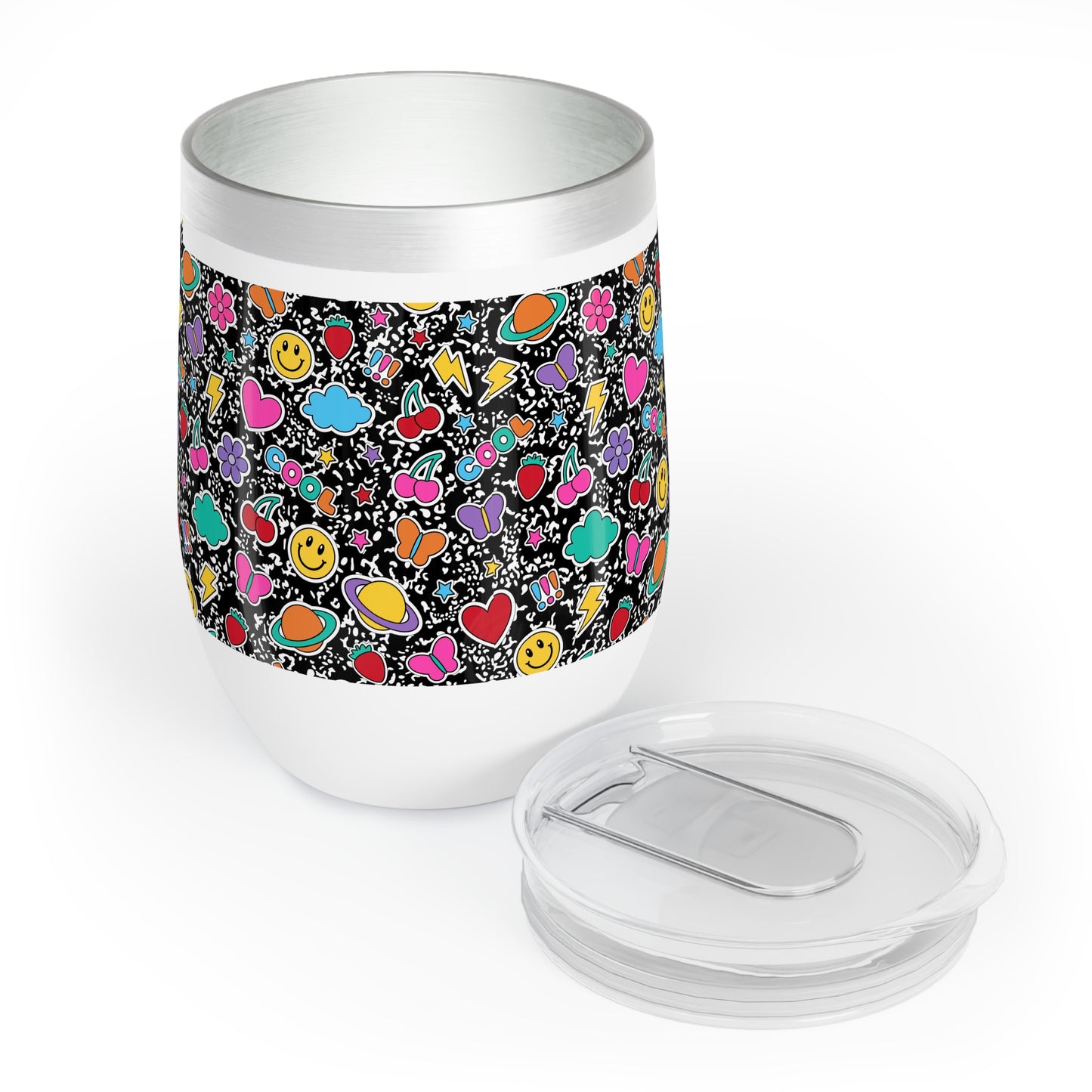 Chill Wine Tumbler, Fun Vibe Wine Cup, Colorful Travel Tumbler, Gift for Wine Lovers, Summer Picnic Essential