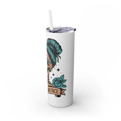 Funny Skull Mom Tumbler, Cool Gift for Moms, 20oz Skinny Cup, Unique Birthday Present, Trendy Drinkware for Halloween