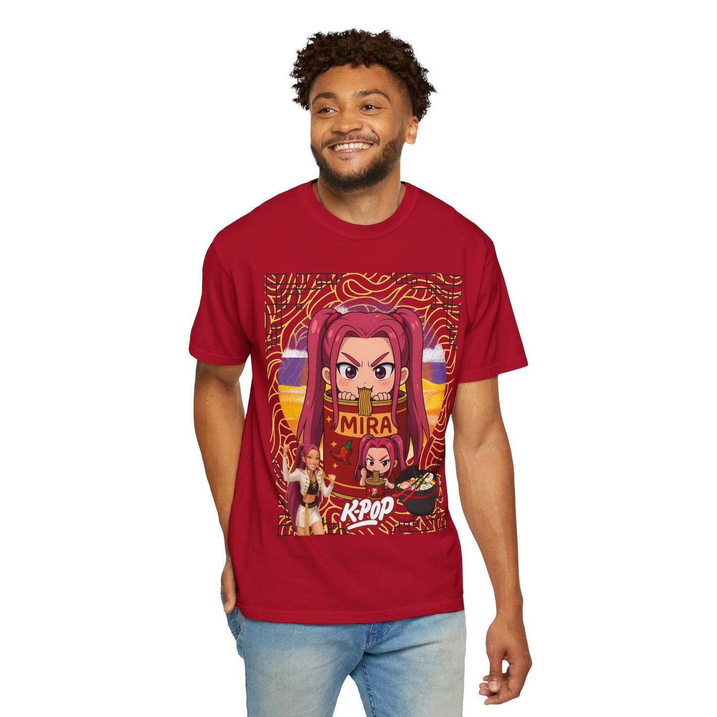 K-Pop Inspired Garment-Dyed T-Shirt, Trendy Streetwear, Anime Fan Apparel, Casual Wear, Gifts for Music Lovers