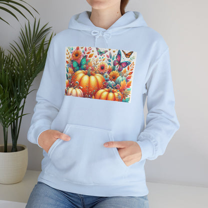 Autumn Floral Pumpkin Hoodie, Cozy Fall Sweatshirt, Nature Lover Gift, Halloween Attire, Harvest Fashion, Seasonal Style