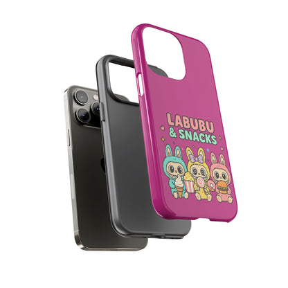 Cute Character Phone Case - Labubus & Snacks, Kawaii Accessories, Gift for Food Lovers, Fun Phone Cover, Cute Tech Gear