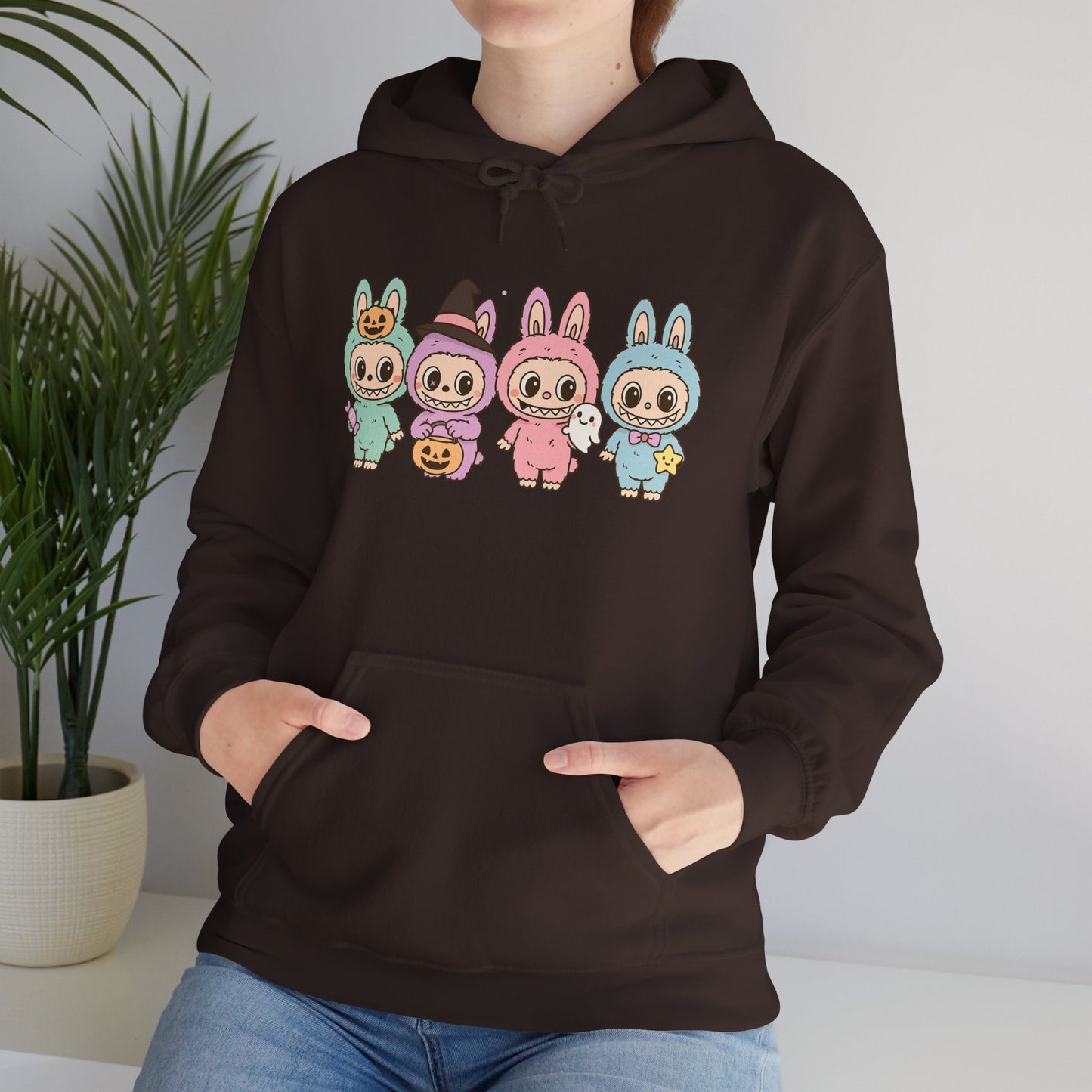 Cute Bunny-Themed Unisex Hoodie, Cozy Animal Sweatshirt for Halloween, Gift for Animal Lovers, Casual Cute Apparel, Funny Graphic Sweatshirt