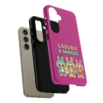 Cute Character Phone Case - Labubus & Snacks, Kawaii Accessories, Gift for Food Lovers, Fun Phone Cover, Cute Tech Gear