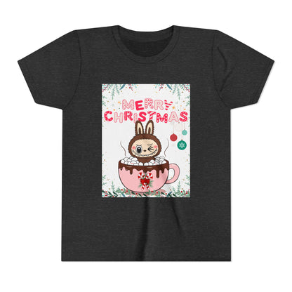 Christmas Bunny Youth Tee, Merry Christmas Shirt, Cute Holiday T-Shirt, Kids Christmas Apparel, Festive Youth Shirt