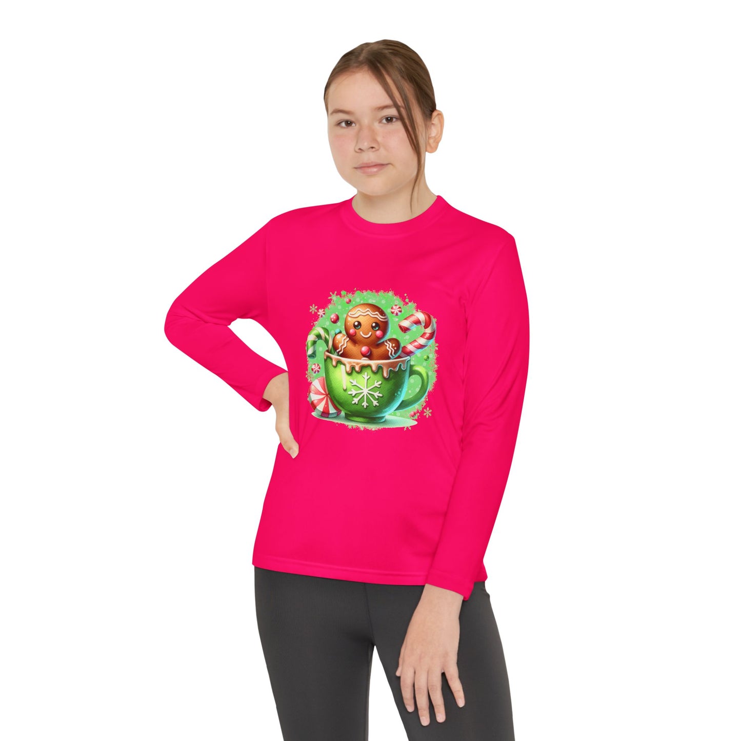 Gingerbread Holiday Long Sleeve Tee, Adorable Kids Shirt, Winter Apparel, Christmas Gift, Festive Youth Top