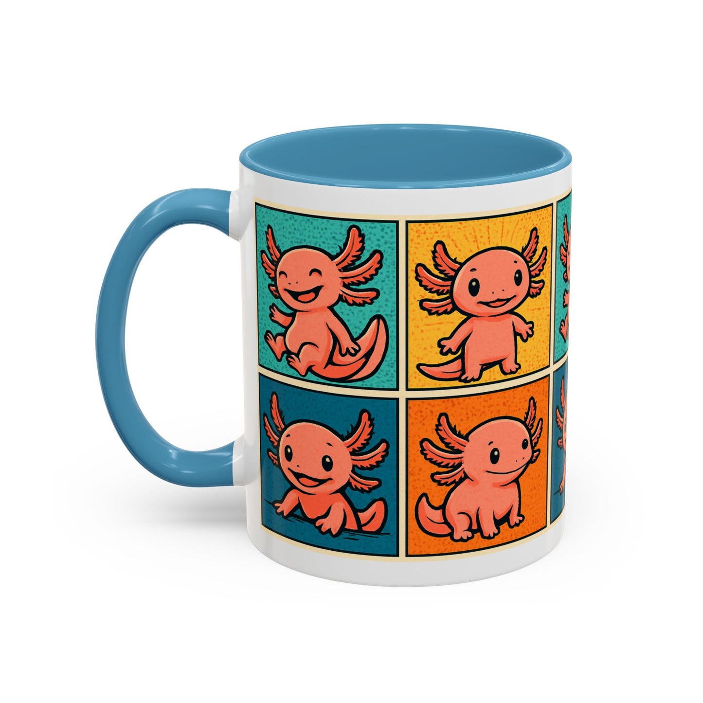 Cute Axolotl Coffee Mug, Fun Animal Mug, Colorful Drinking Cup, Gift for Kids, Office Mug, Aquarium Lover's Cup