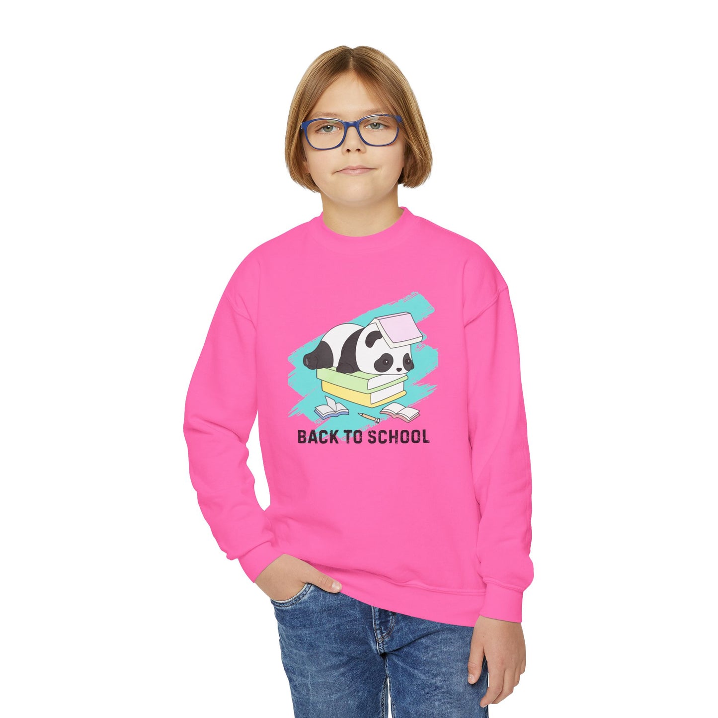 Youth Crewneck Sweatshirt - Back to School Panda, Cute Sweatshirt for Kids, Cozy Back to School Gift, Adorable Animal Design, Cute [...]