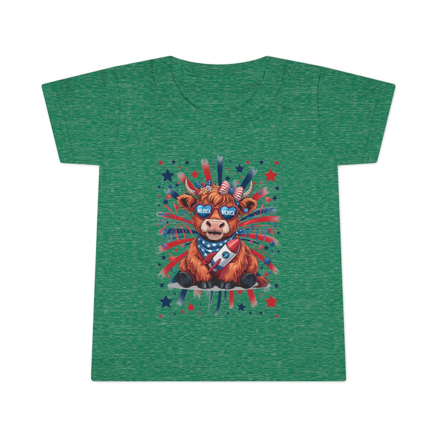 Patriotic Toddler T-Shirt with Cool Cow Design, Kids Independence Day Shirt, Baby Gift, Toddler Summer Top, Cute Animal Graphic Tee