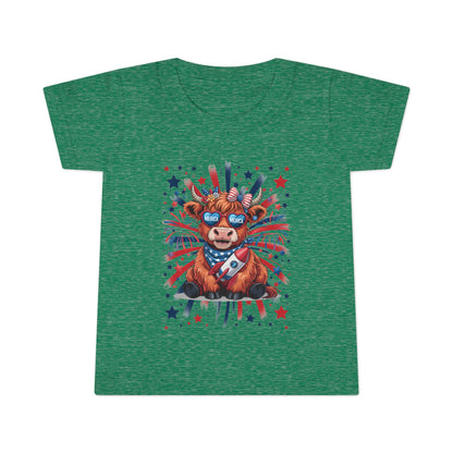Patriotic Toddler T-Shirt with Cool Cow Design, Kids Independence Day Shirt, Baby Gift, Toddler Summer Top, Cute Animal Graphic Tee