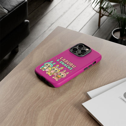 Cute Character Phone Case - Labubus & Snacks, Kawaii Accessories, Gift for Food Lovers, Fun Phone Cover, Cute Tech Gear
