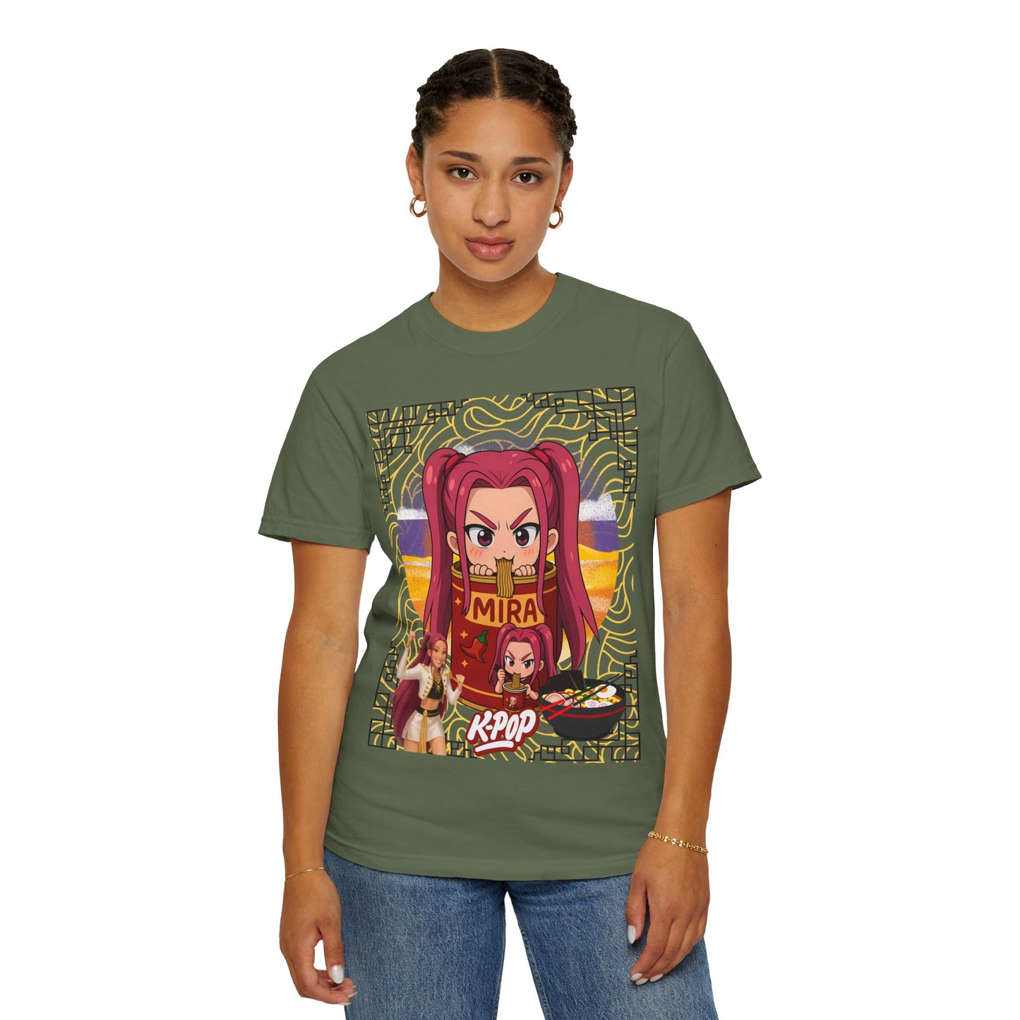 K-Pop Inspired Garment-Dyed T-Shirt, Trendy Streetwear, Anime Fan Apparel, Casual Wear, Gifts for Music Lovers