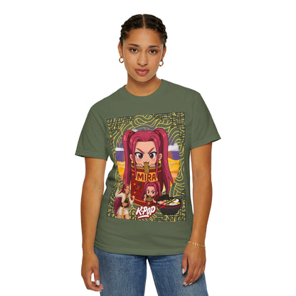 K-Pop Inspired Garment-Dyed T-Shirt, Trendy Streetwear, Anime Fan Apparel, Casual Wear, Gifts for Music Lovers