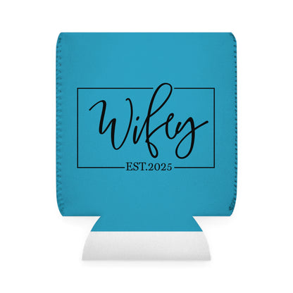 Personalized Can Cooler Sleeve - Wifey & Hubby Gifts for Newlyweds, Wedding Favors, Engagement Party, Fun Couple's Drinkware