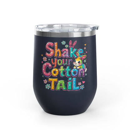 Colorful Easter Wine Tumbler | Shake Your Cotton Tail | Gift for Bunny Lovers, Party Accessories, Spring Celebrations, Cute Drinkware