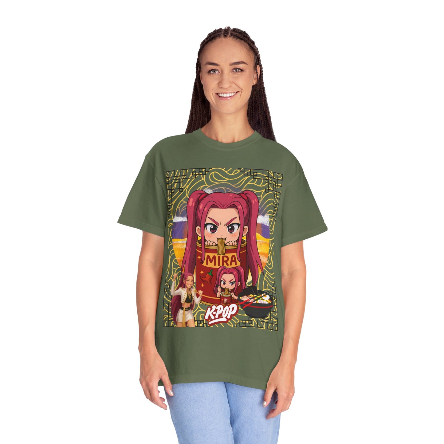 K-Pop Inspired Garment-Dyed T-Shirt, Trendy Streetwear, Anime Fan Apparel, Casual Wear, Gifts for Music Lovers