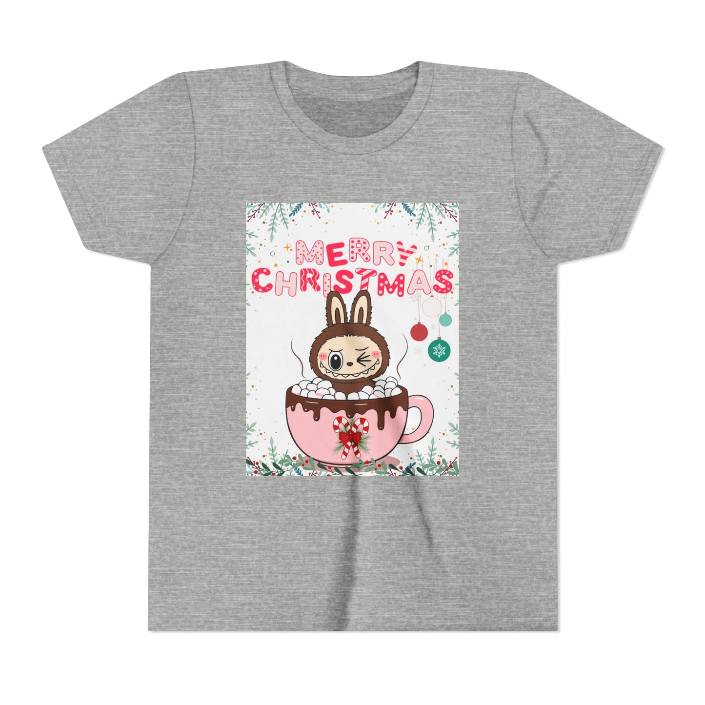 Christmas Bunny Youth Tee, Merry Christmas Shirt, Cute Holiday T-Shirt, Kids Christmas Apparel, Festive Youth Shirt