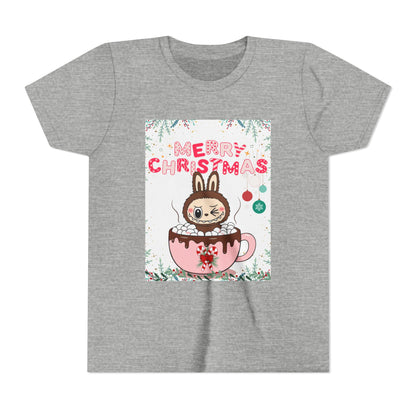 Christmas Bunny Youth Tee, Merry Christmas Shirt, Cute Holiday T-Shirt, Kids Christmas Apparel, Festive Youth Shirt
