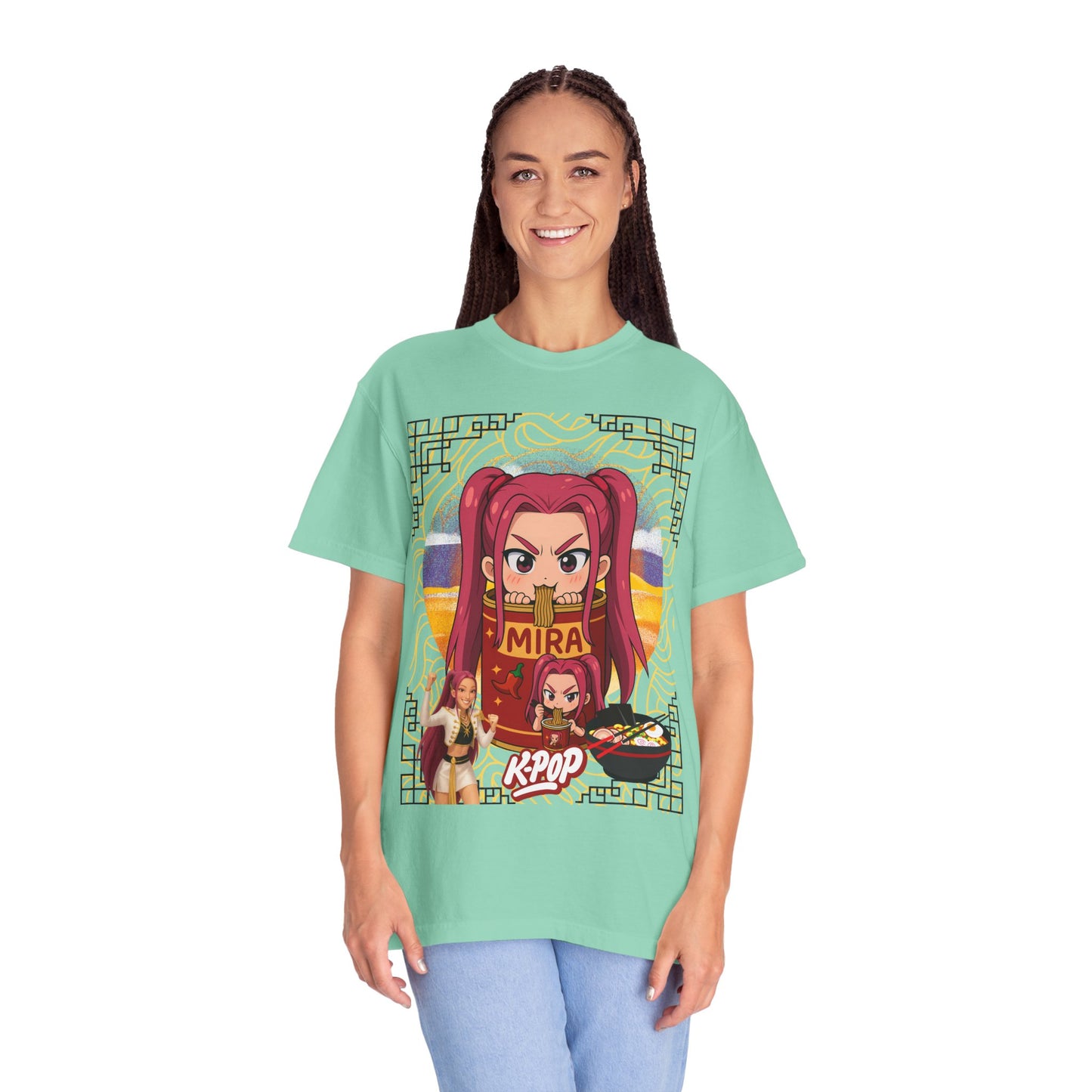 K-Pop Inspired Garment-Dyed T-Shirt, Trendy Streetwear, Anime Fan Apparel, Casual Wear, Gifts for Music Lovers