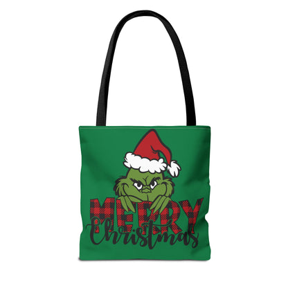 Whimsical Christmas Tote Bag, Grinch Design, Holiday Shopping, Gift Bag, Eco-Friendly, Merry Christmas Decor