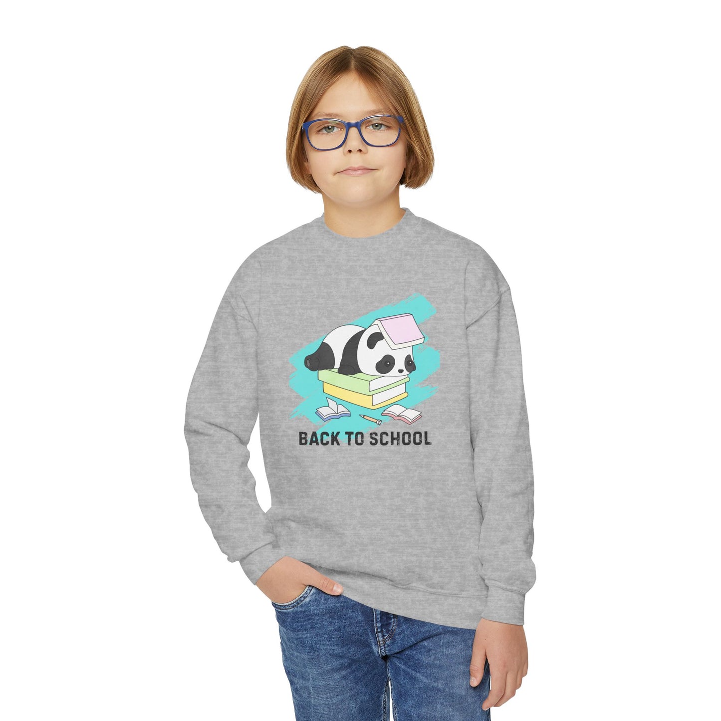 Youth Crewneck Sweatshirt - Back to School Panda, Cute Sweatshirt for Kids, Cozy Back to School Gift, Adorable Animal Design, Cute [...]