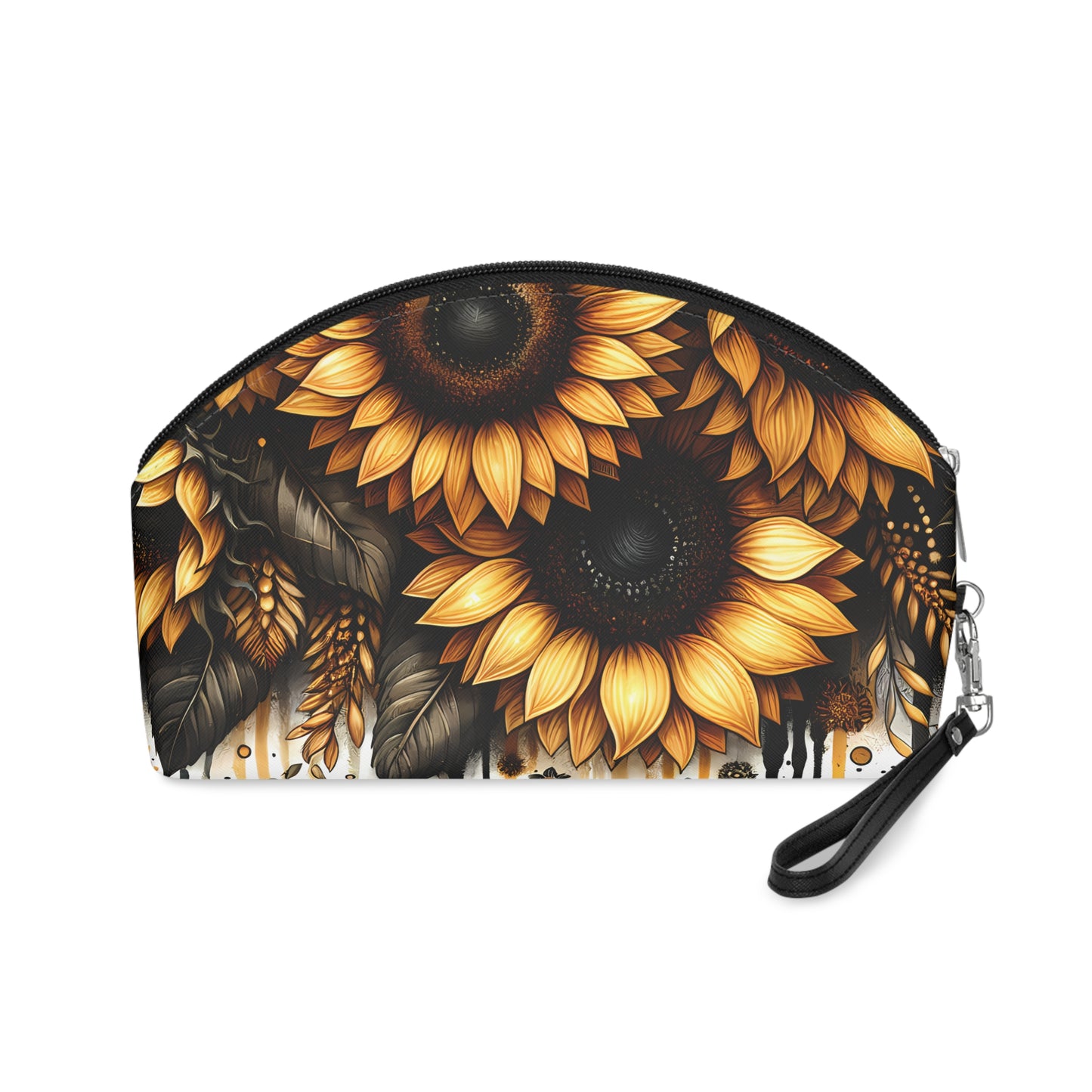 Sunflower Makeup Bag, Floral Cosmetic Pouch, Elegant Toiletry Bag, Gift for Her, Travel Accessories, Summer Vibes