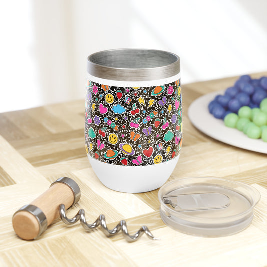 Chill Wine Tumbler, Fun Vibe Wine Cup, Colorful Travel Tumbler, Gift for Wine Lovers, Summer Picnic Essential