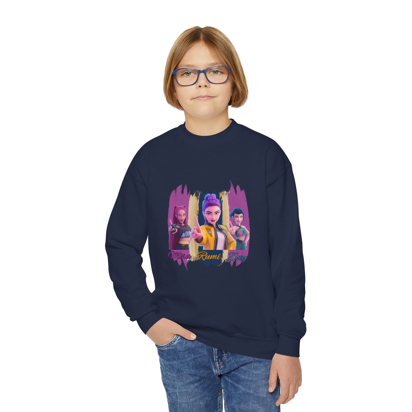 Vibrant Youth Crewneck Sweatshirt with Colorful Designs, Cozy Pullover for Kids, Unisex Sweatshirt, Great for Gifts, Cool Streetwear