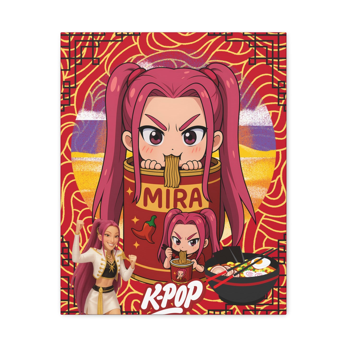 K-Pop Art Canvas Print, Perfect for Fans, Anime Wall Decor, Gift for Music Lovers, Vibrant Home Decoration, Cool Room Aesthetic