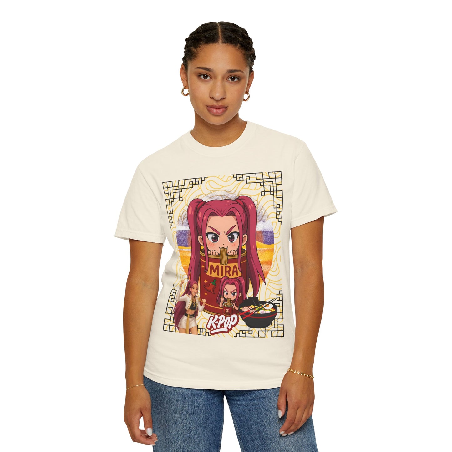 K-Pop Inspired Garment-Dyed T-Shirt, Trendy Streetwear, Anime Fan Apparel, Casual Wear, Gifts for Music Lovers