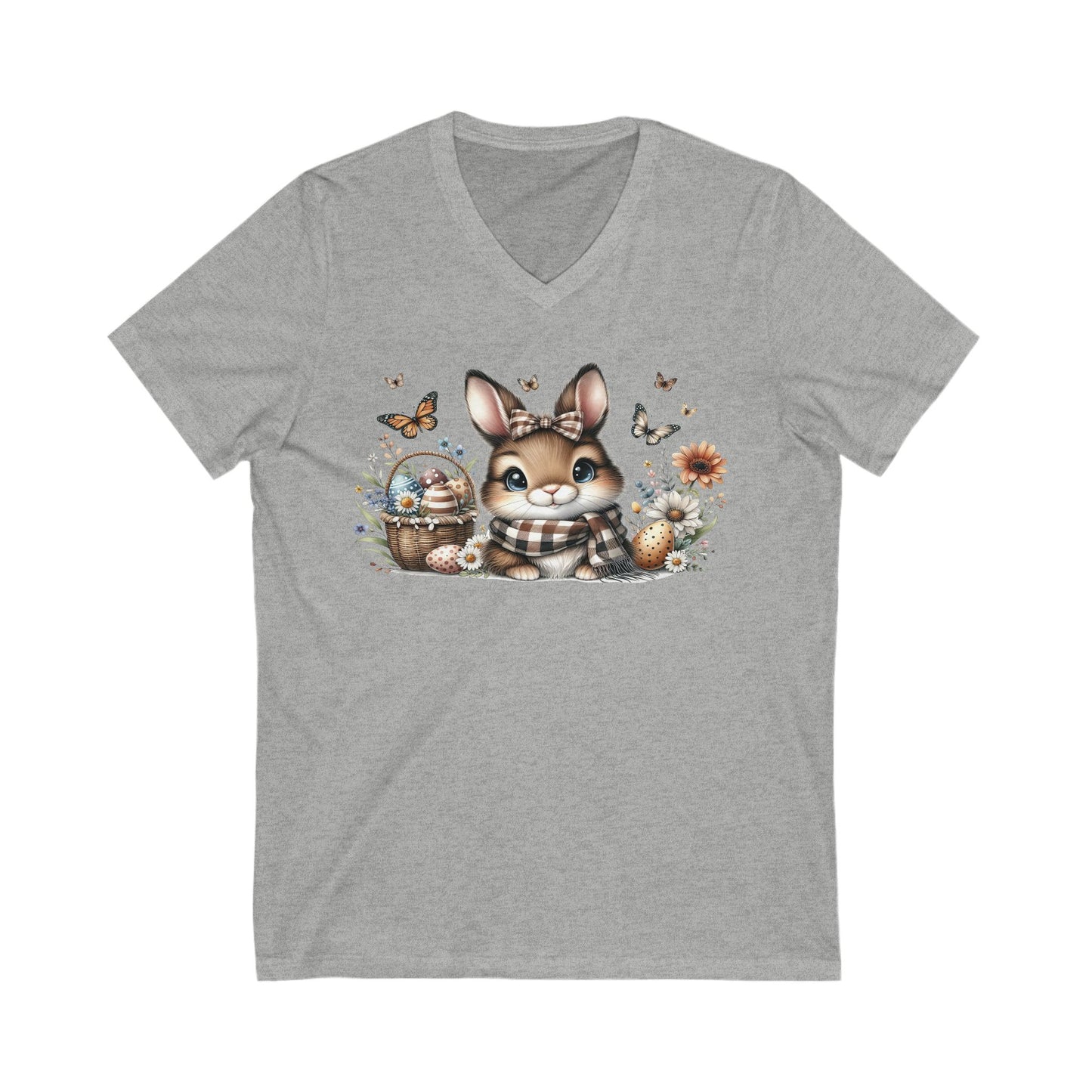 Cute Bunny V-Neck Tee, Adorable Animal T-Shirt for Spring, Nature Lovers Gift, Easter Celebration, Cozy Casual Wear