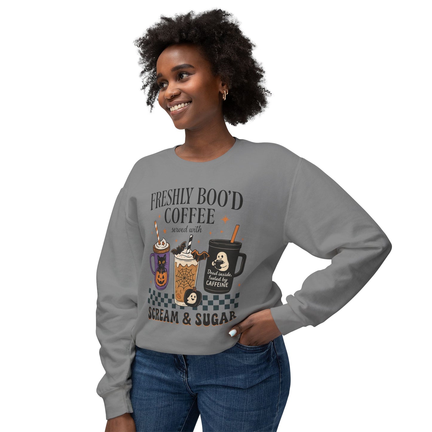 Halloween Coffee Sweatshirt, Unisex Halloween Crewneck, Scream & Sugar Sweater, Gift for Coffee Lovers, Fall Fashion