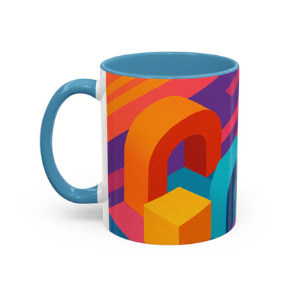 Vibrant Geometric Accent Coffee Mug, Colorful Ceramic Mug for Home or Office, Unique Gift for Birthdays, Holidays, Art Lovers