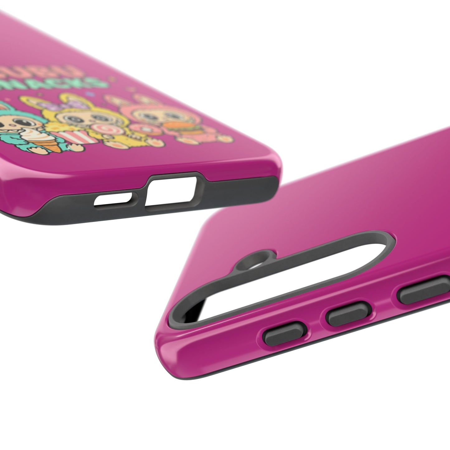 Cute Character Phone Case - Labubus & Snacks, Kawaii Accessories, Gift for Food Lovers, Fun Phone Cover, Cute Tech Gear