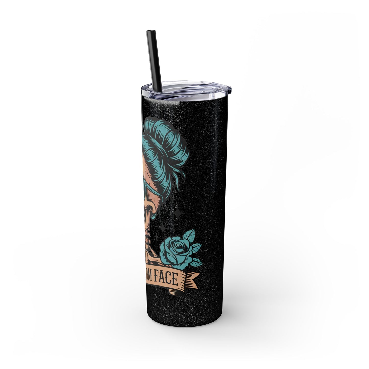 Funny Skull Mom Tumbler, Cool Gift for Moms, 20oz Skinny Cup, Unique Birthday Present, Trendy Drinkware for Halloween