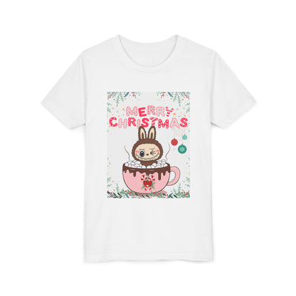 Christmas Bunny Youth Tee, Merry Christmas Shirt, Cute Holiday T-Shirt, Kids Christmas Apparel, Festive Youth Shirt