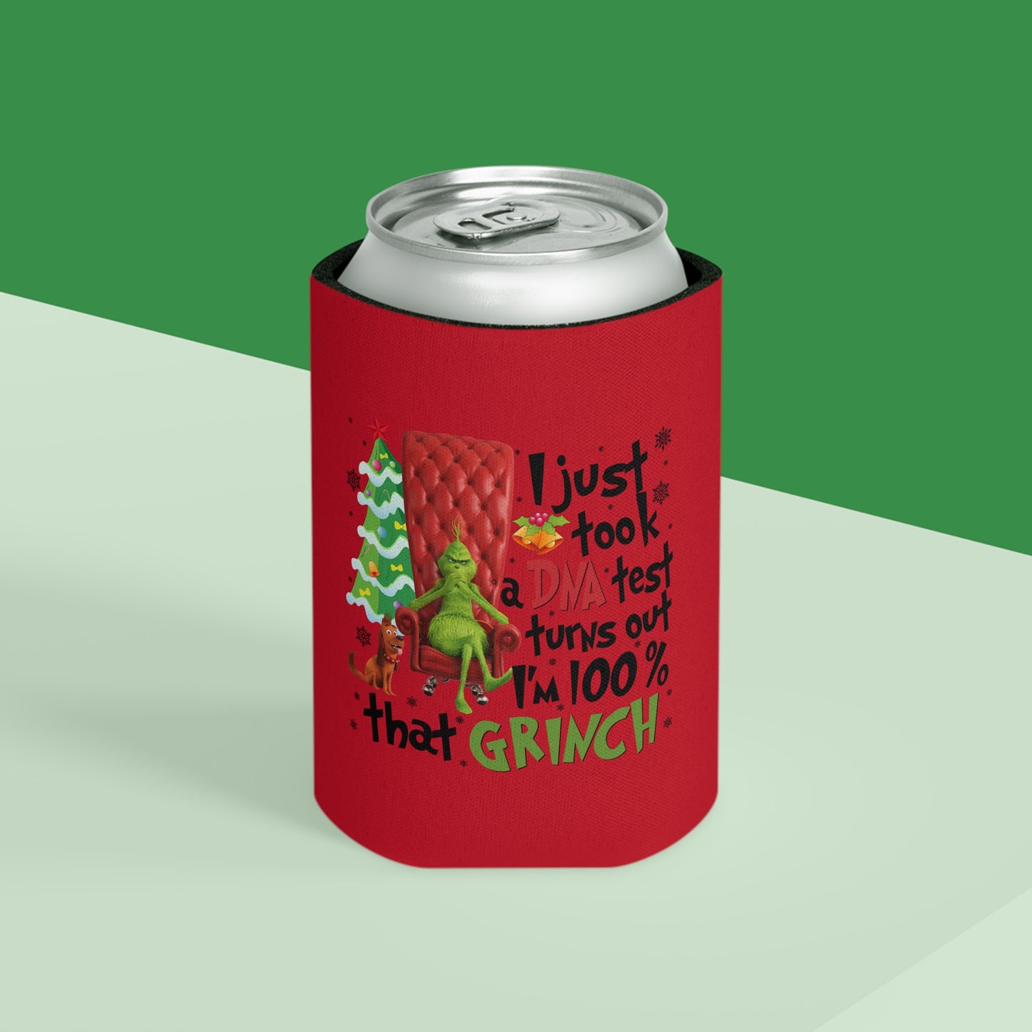 Grinch Can Cooler, Holiday Beverage Insulator, Funny Christmas Gift, Grinch Themed Drink Holder, Festive Party Accessory