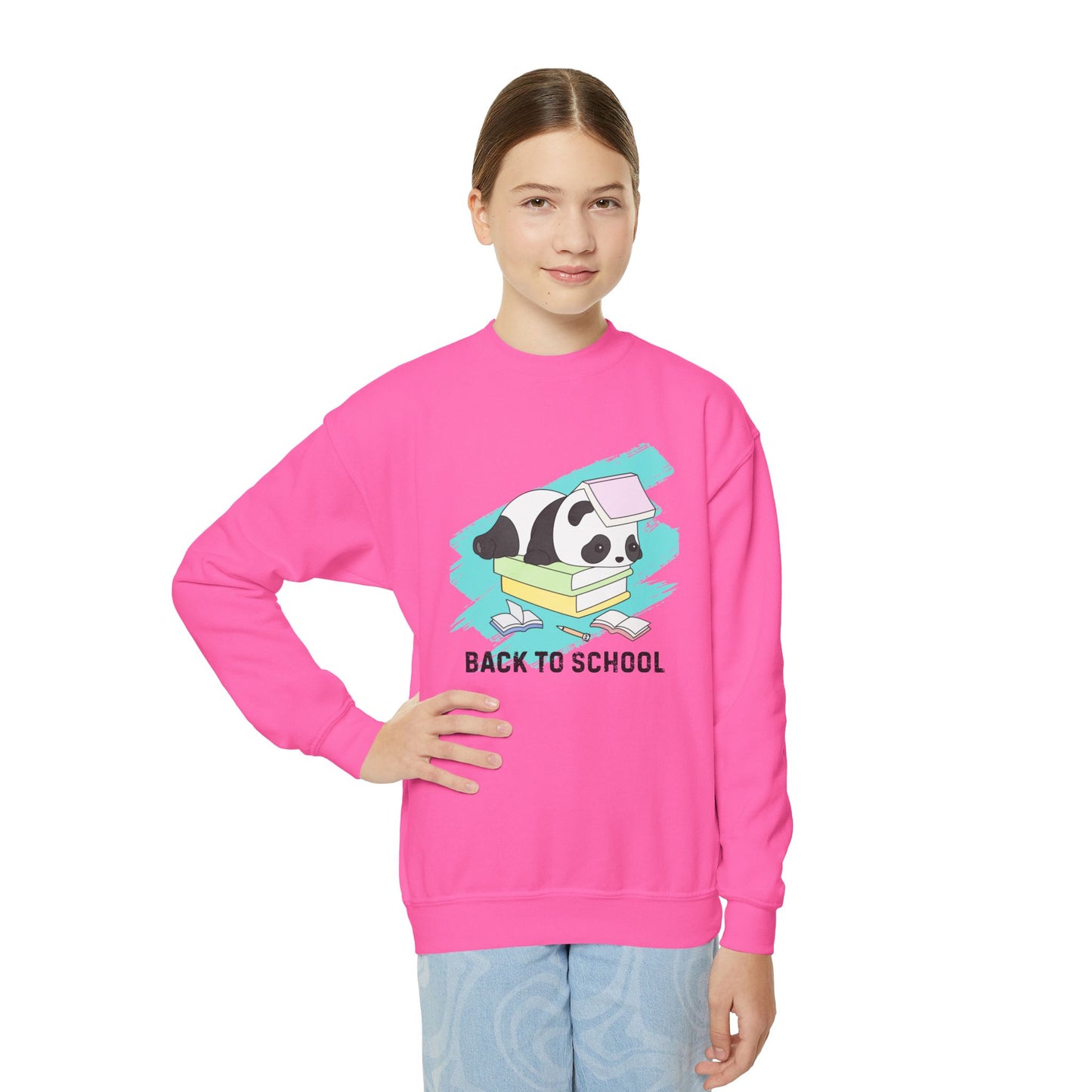 Youth Crewneck Sweatshirt - Back to School Panda, Cute Sweatshirt for Kids, Cozy Back to School Gift, Adorable Animal Design, Cute [...]