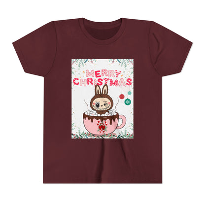 Christmas Bunny Youth Tee, Merry Christmas Shirt, Cute Holiday T-Shirt, Kids Christmas Apparel, Festive Youth Shirt