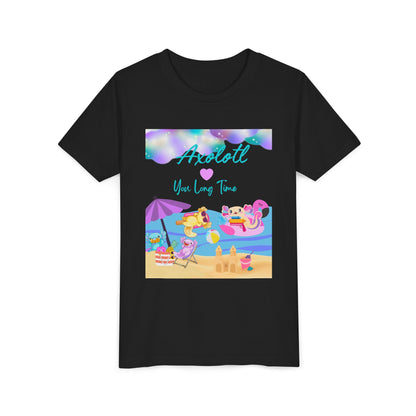 Youth Summer Fun Tee - Axolotl Love, Cute Beach Shirt, Kids Adventure T-Shirt, Summer Party Outfit, Birthday Gift, Vacation Apparel