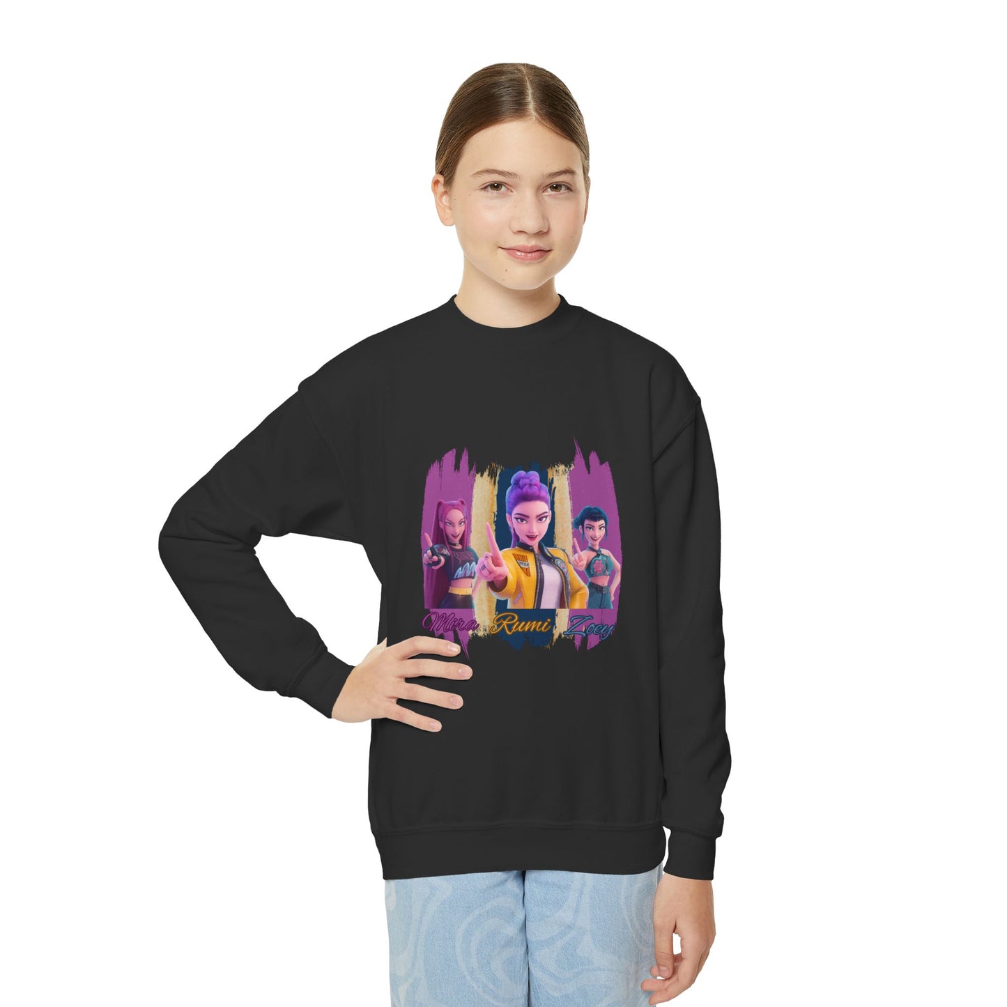 Vibrant Youth Crewneck Sweatshirt with Colorful Designs, Cozy Pullover for Kids, Unisex Sweatshirt, Great for Gifts, Cool Streetwear