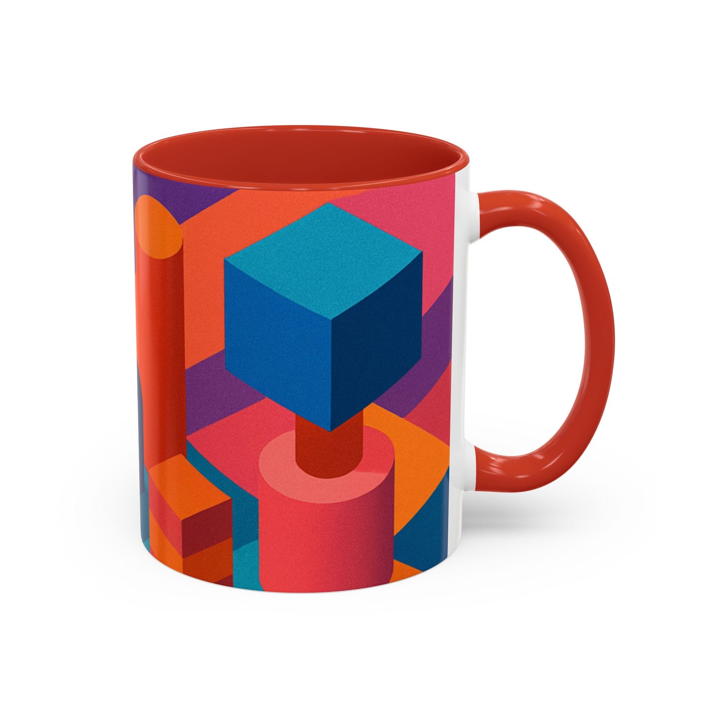 Vibrant Geometric Accent Coffee Mug, Colorful Ceramic Mug for Home or Office, Unique Gift for Birthdays, Holidays, Art Lovers