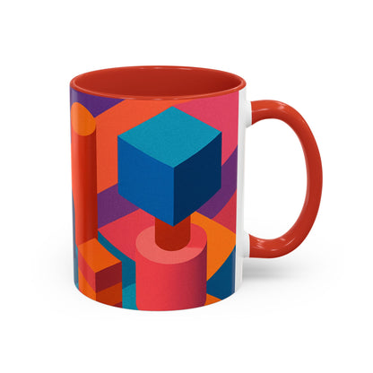 Vibrant Geometric Accent Coffee Mug, Colorful Ceramic Mug for Home or Office, Unique Gift for Birthdays, Holidays, Art Lovers