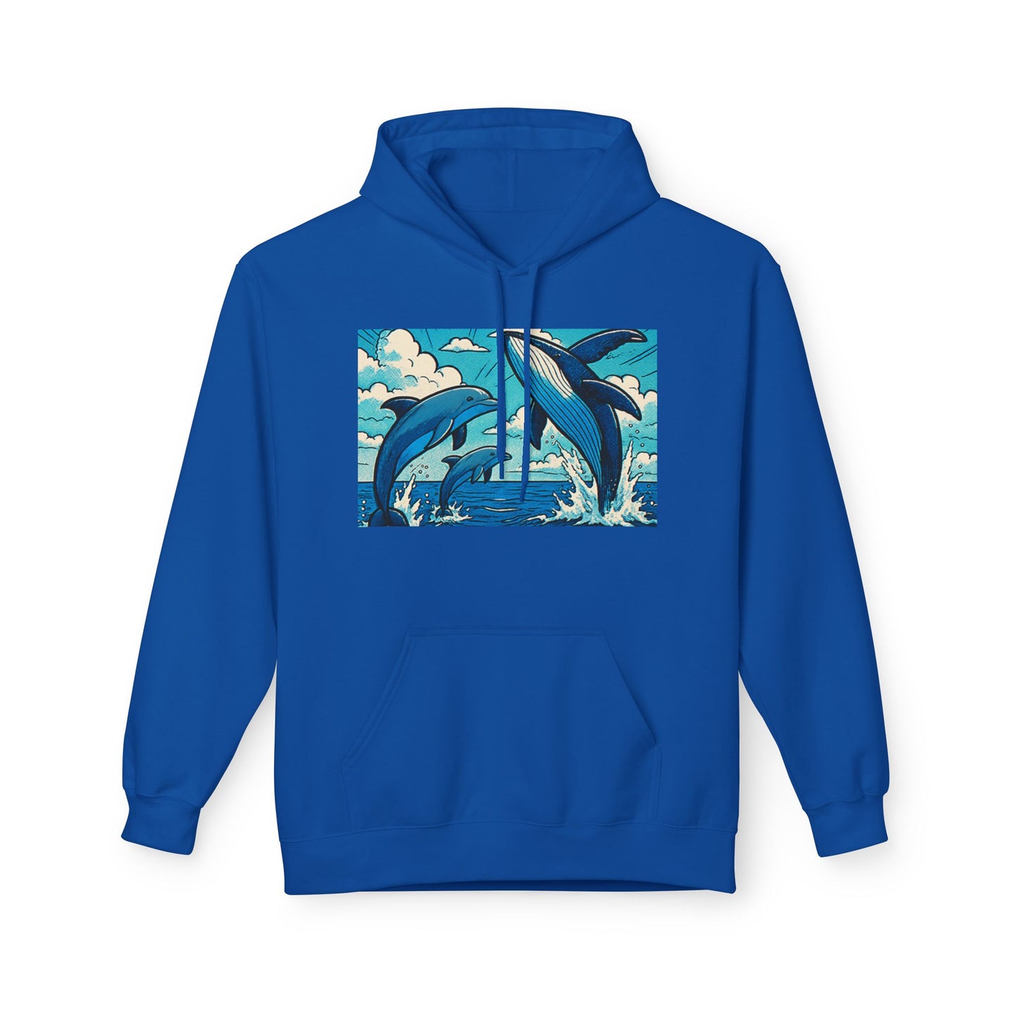 Dolphin Wave Hoodie - Unisex Fleece, Beach Vibes, Gift for Ocean Lovers, Nautical Style, Casual Wear, Summer Essentials
