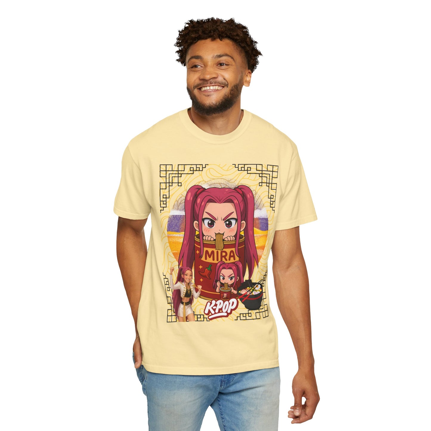 K-Pop Inspired Garment-Dyed T-Shirt, Trendy Streetwear, Anime Fan Apparel, Casual Wear, Gifts for Music Lovers