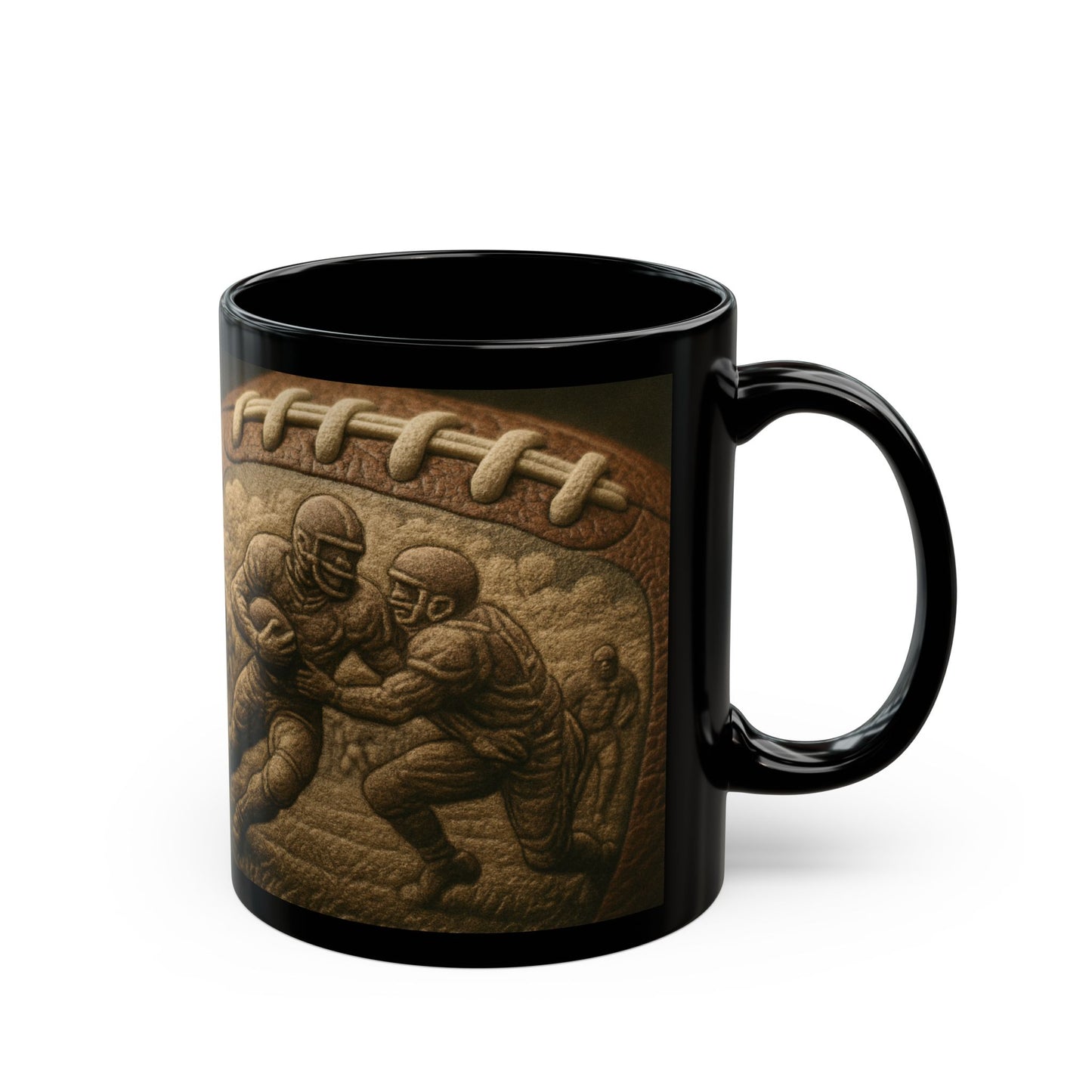 Football-Themed Black Mug for Sports Fans, 11oz & 15oz, Perfect for Game Day, Sports Gifts for Him/Her, Unique Coffee Cup
