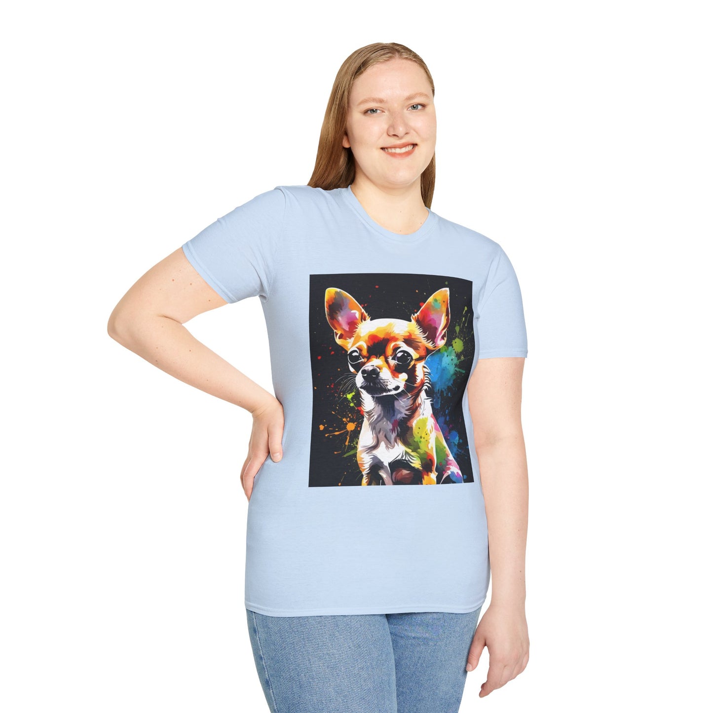Colorful Chihuahua Art T-Shirt, Pet Lover Gift, Animal Lover Tee, Casual Wear, Unique Dog T-Shirt, Dog Mom Gift