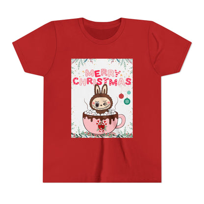 Christmas Bunny Youth Tee, Merry Christmas Shirt, Cute Holiday T-Shirt, Kids Christmas Apparel, Festive Youth Shirt