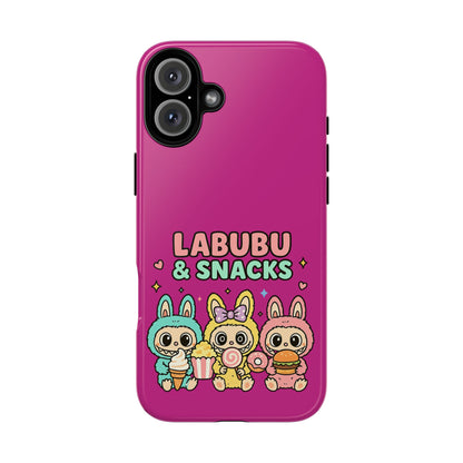 Cute Character Phone Case - Labubus & Snacks, Kawaii Accessories, Gift for Food Lovers, Fun Phone Cover, Cute Tech Gear