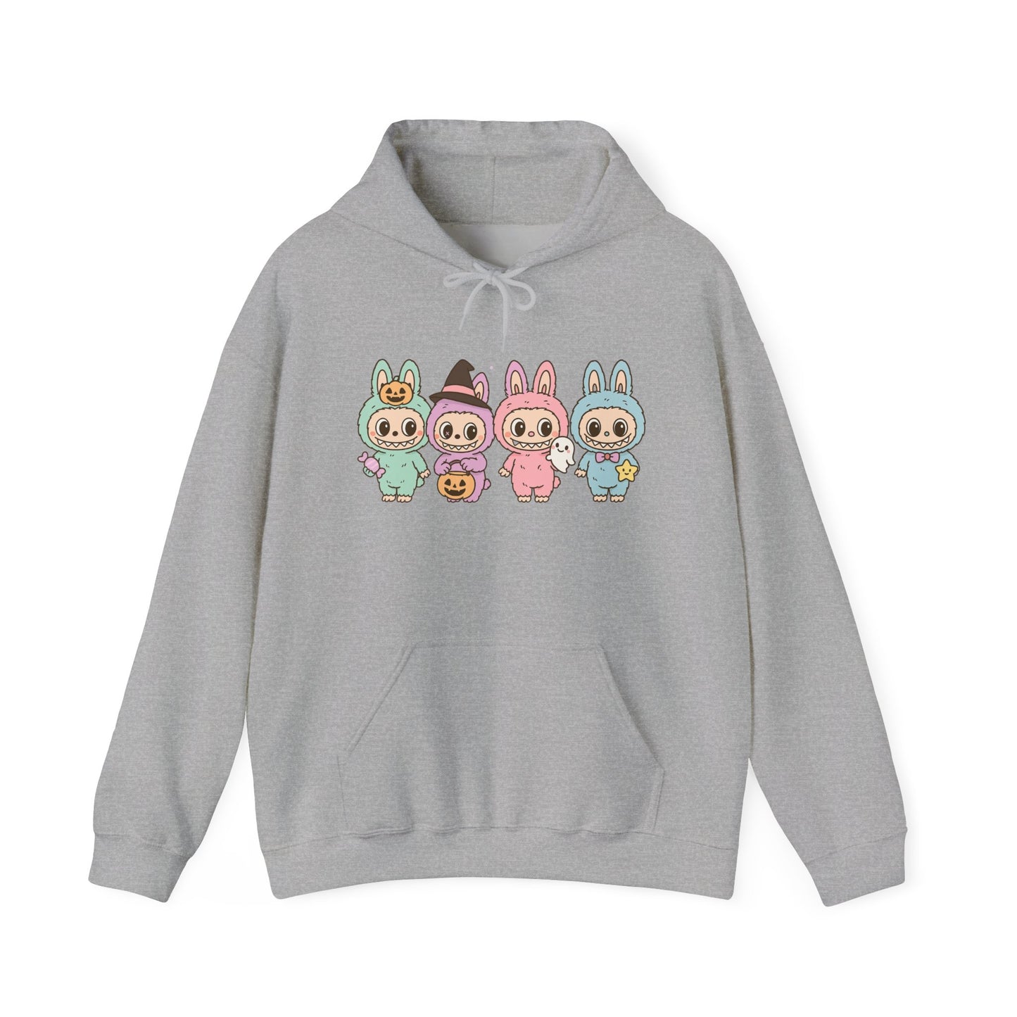 Cute Bunny-Themed Unisex Hoodie, Cozy Animal Sweatshirt for Halloween, Gift for Animal Lovers, Casual Cute Apparel, Funny Graphic Sweatshirt
